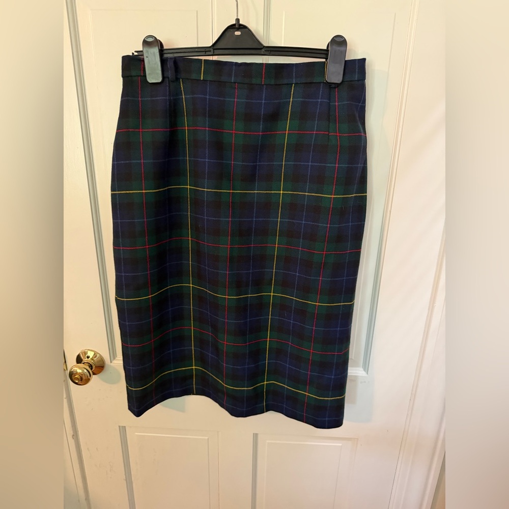 Women's Navy and Green Tartan Pencil Skirt